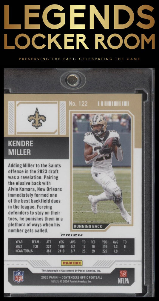 2023 Panini Contenders Optic #122 Rookie Ticket Auto Kendre Miller Silver