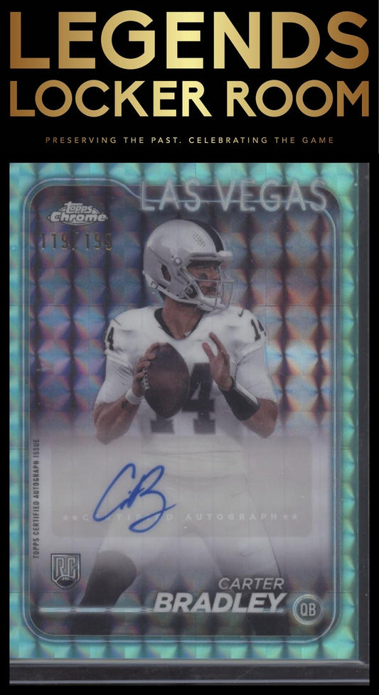 2024 Topps Chrome Carter Bradley Rookie Auto Aqua Sonar Refractor /199