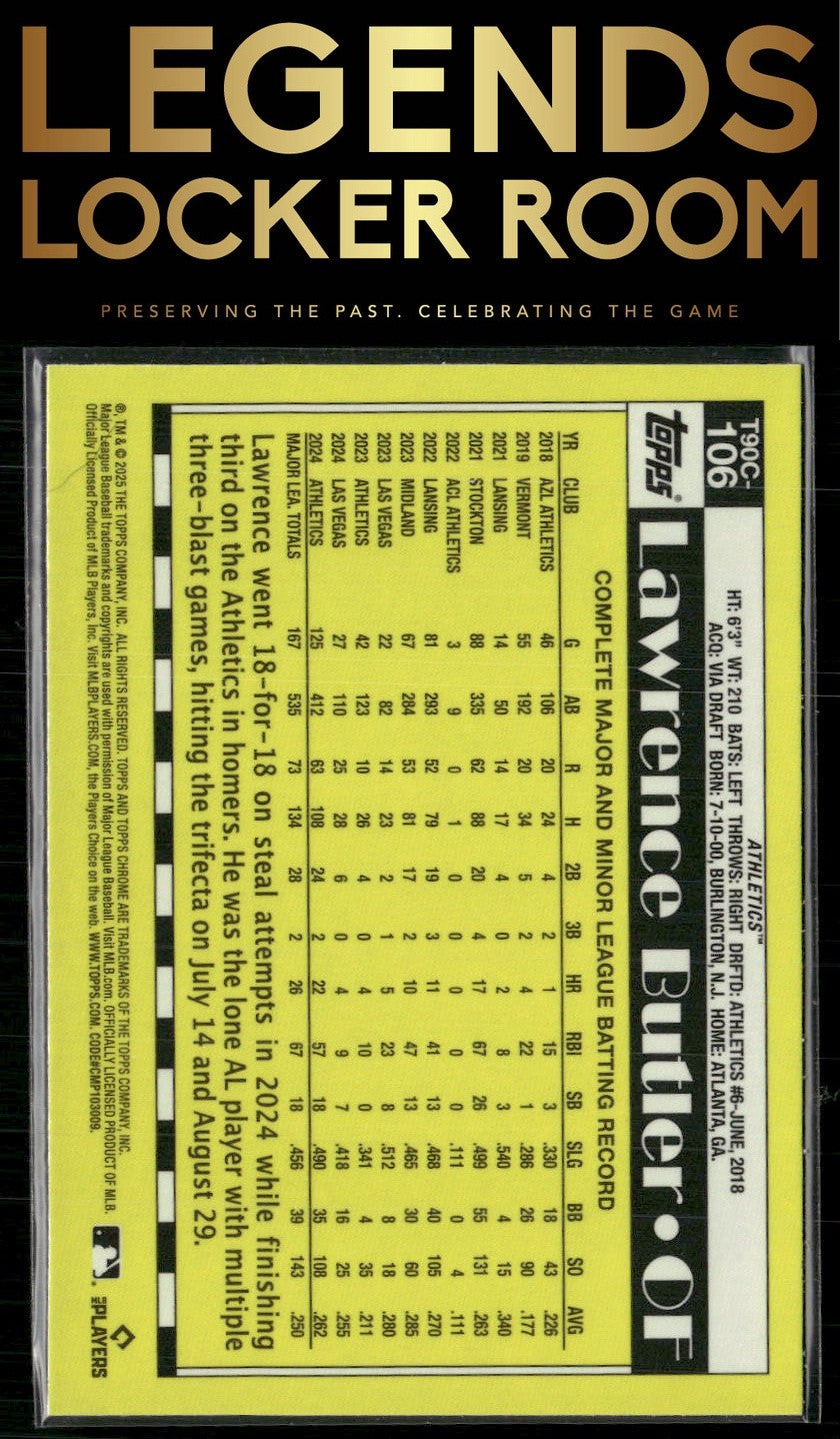 2025 Topps Lawrence Butler 1990 Topps Baseball 35th Anniversary Chrome Mojo