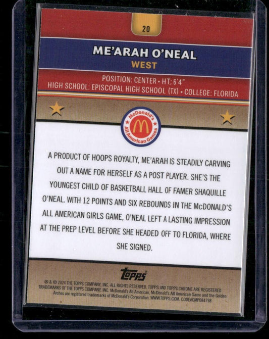 2024 Topps Chrome McDonald's All-American Me’Arah O’Neal McFlurry Refractor