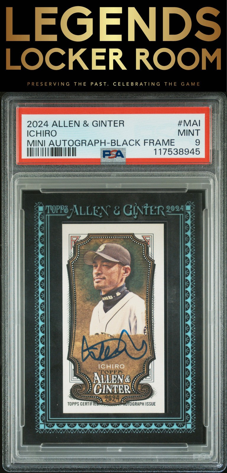 2024 Topps Allen & Ginter Mini Baseball Auto Ichiro Black Frame PSA 9