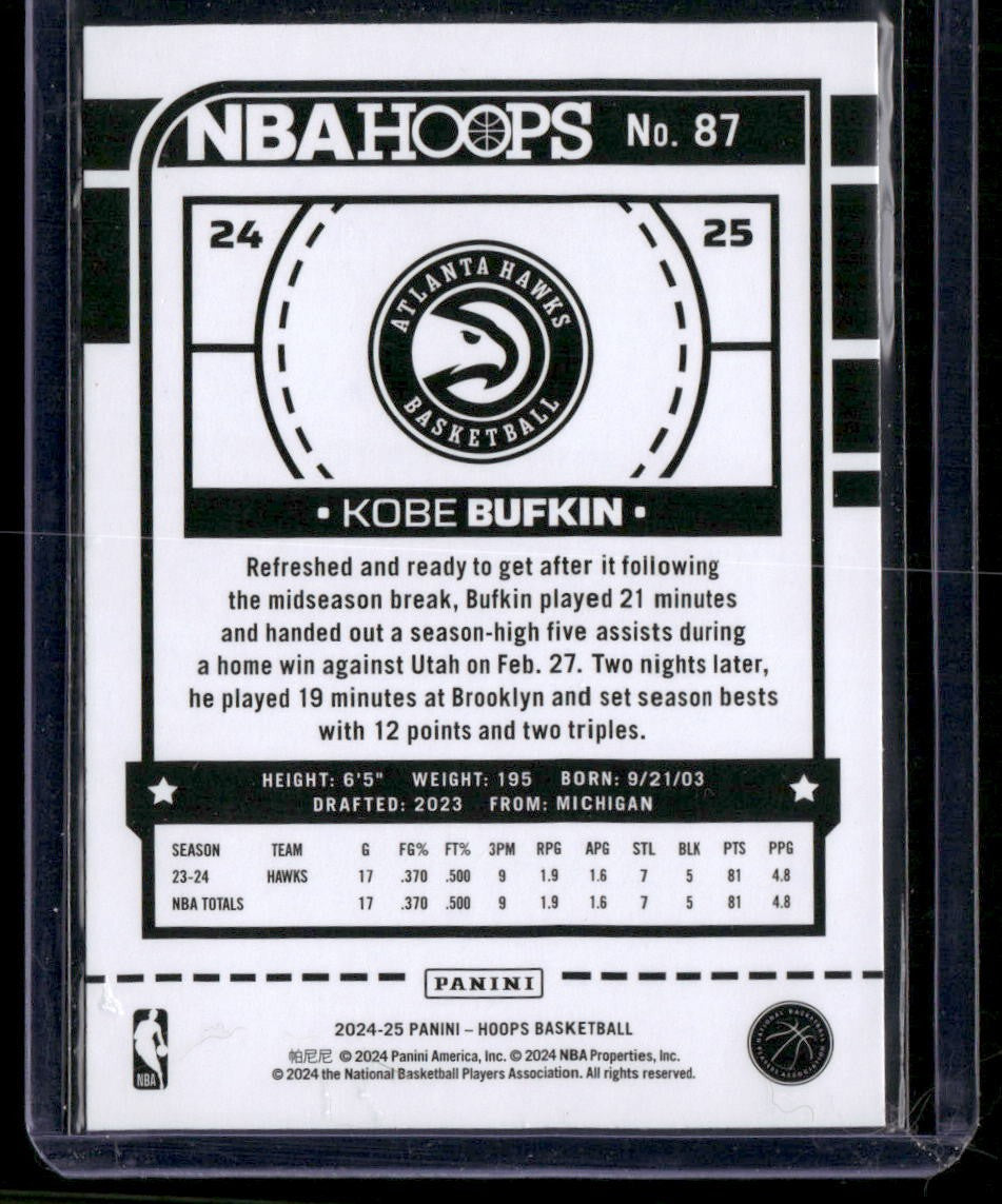 2024-25 Hoops #87 Kobe Bufkin