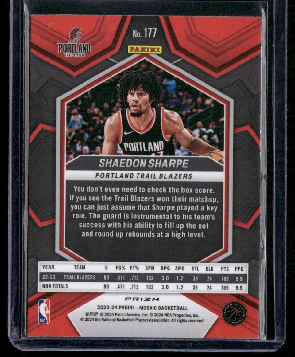 2023-24 Panini Mosaic #177 Shaedon Sharpe Red