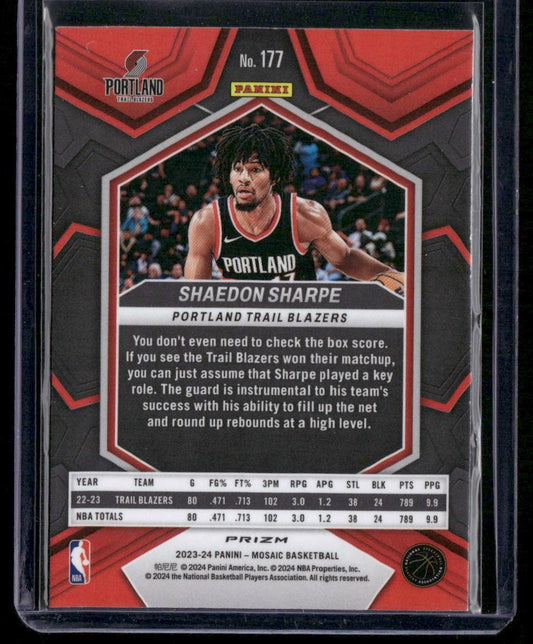 2023-24 Panini Mosaic #177 Shaedon Sharpe Red