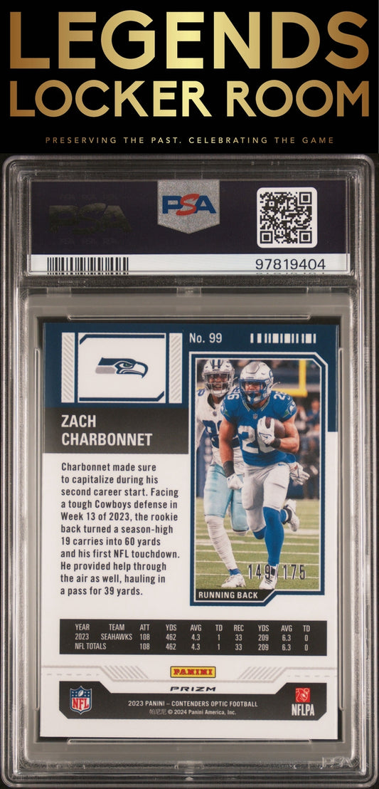 2023 Panini Contenders Optic #99 Zach Charbonnet Red PSA 7