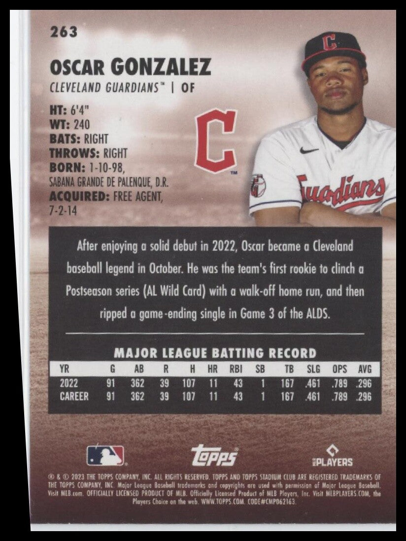 2023 Stadium Club #263 Oscar Gonzalez