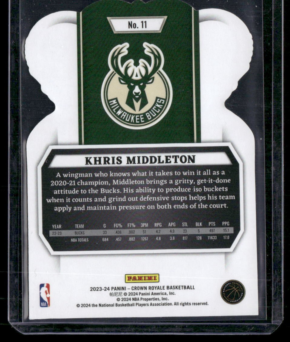 2023-24 Panini Crown Royale #11 Khris Middleton Crystal