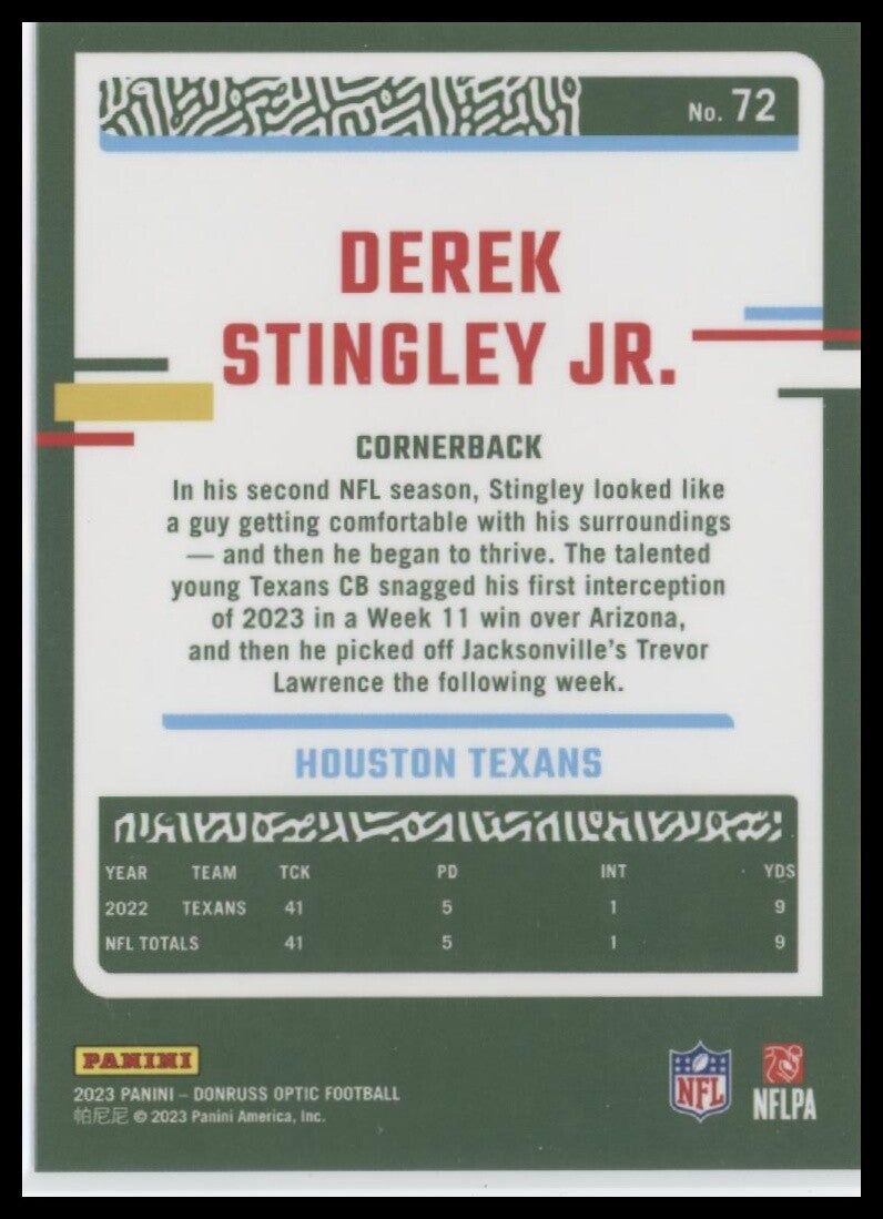 2023 Donruss Optic #72 Derek Stingley Jr.