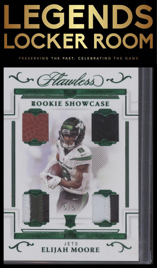 2021 Panini Flawless #RS14 Elijah Moore Rookie Showcase Emerald 5/5
