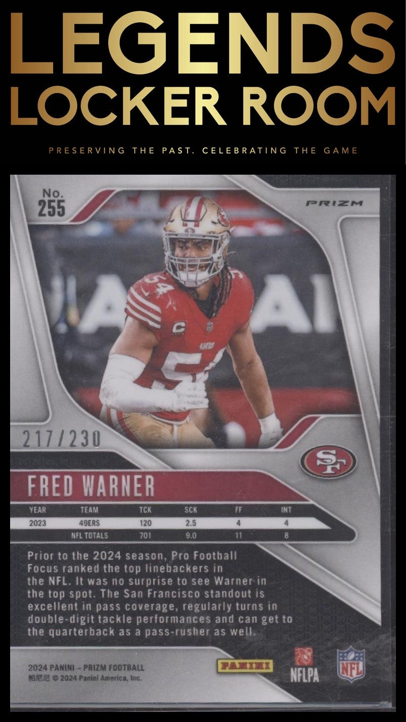 2024 Panini Prizm #255 Fred Warner Blue Wave #/230