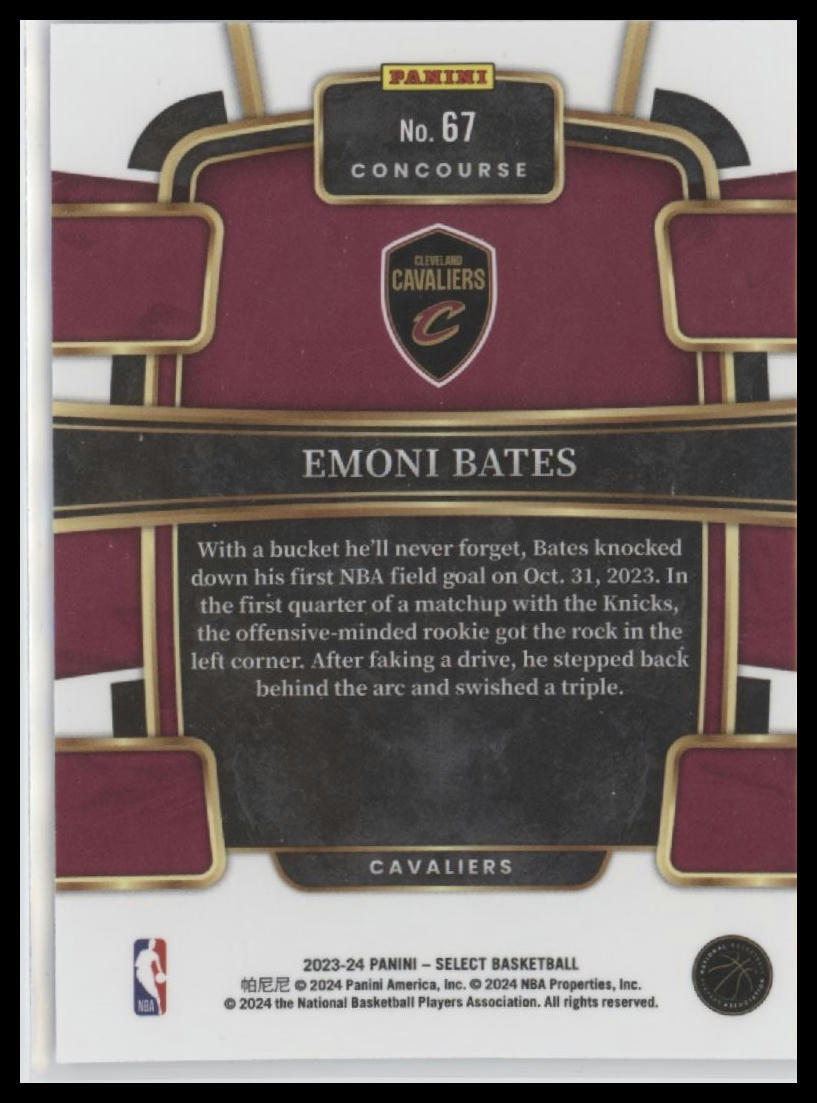 2023-24 Panini Select #67 Emoni Bates Blue (Retail Base)