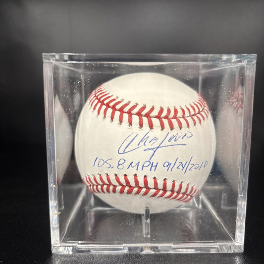 AROLDIS CHAPMAN SIGNED BASEBALL “105.8 MPH 07/24/2010” Inscription JSA