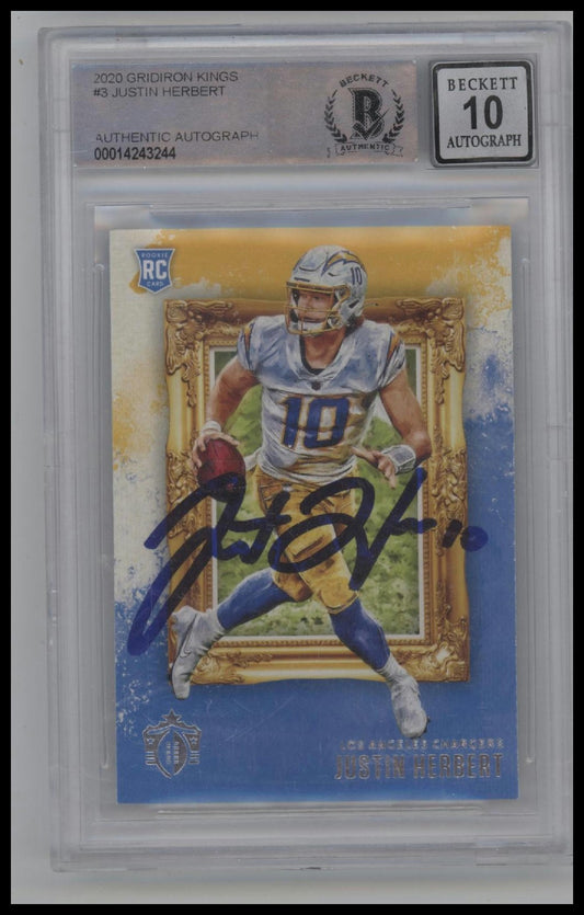 2020 Gridiron Kings #3 Justin Herbert RC Autograph BGS 10
