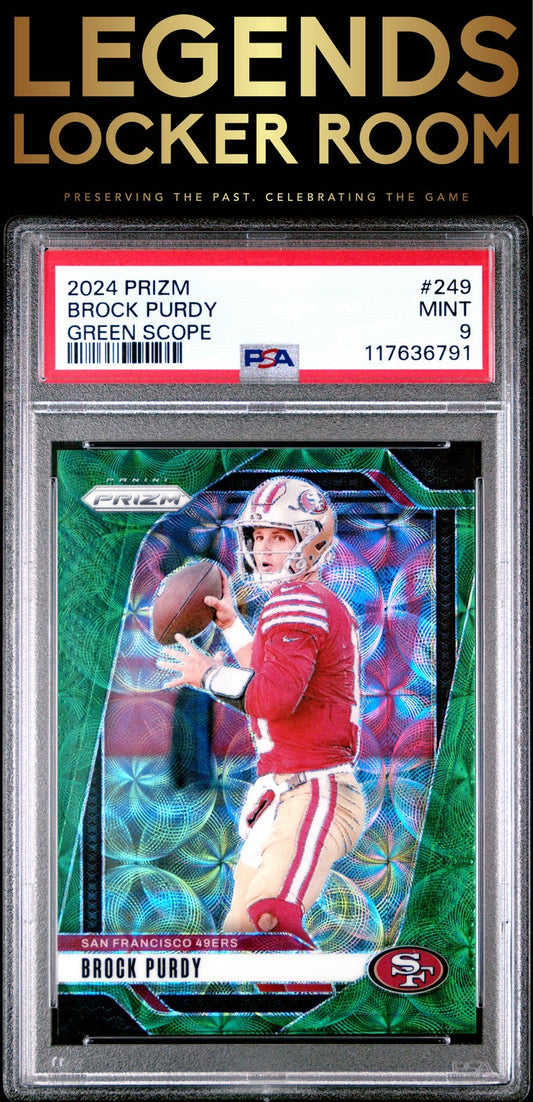 2024 Panini Prizm #249 Brock Purdy Green Scope PSA 9