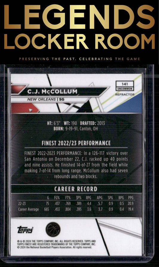 2023-24 Finest #141 C.J. McCollum Refractors