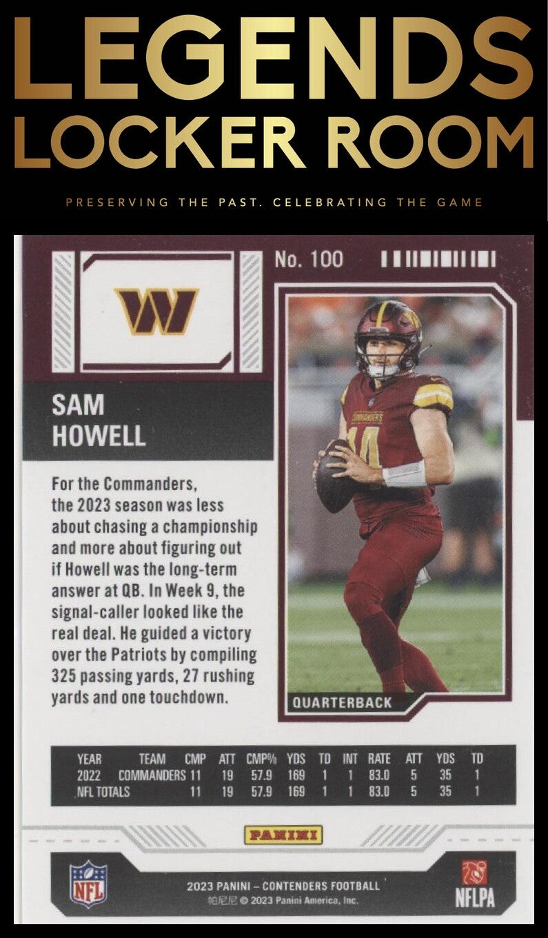 2023 Panini Contenders #100 Sam Howell