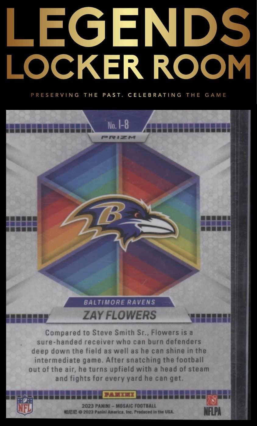 2023 Panini Mosaic #I-8 Zay Flowers Introductions Silver Prizm