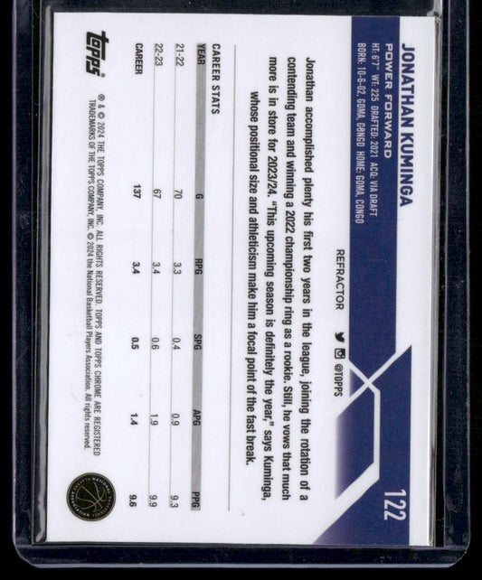 2023-24 Topps Chrome Cosmic #122 Jonathan Kuminga Refractors