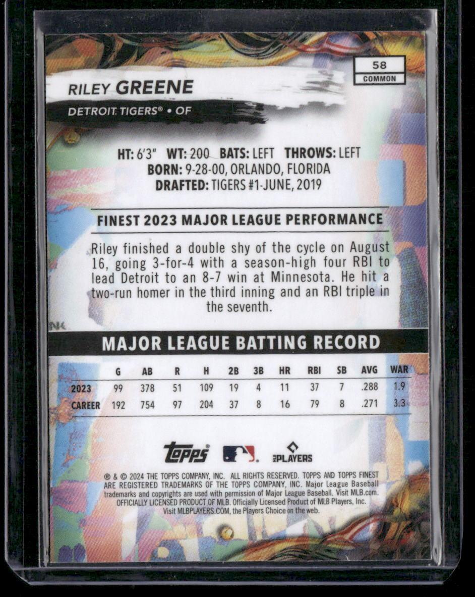 2024 Finest #58 Riley Greene Checkerboard Refractors
