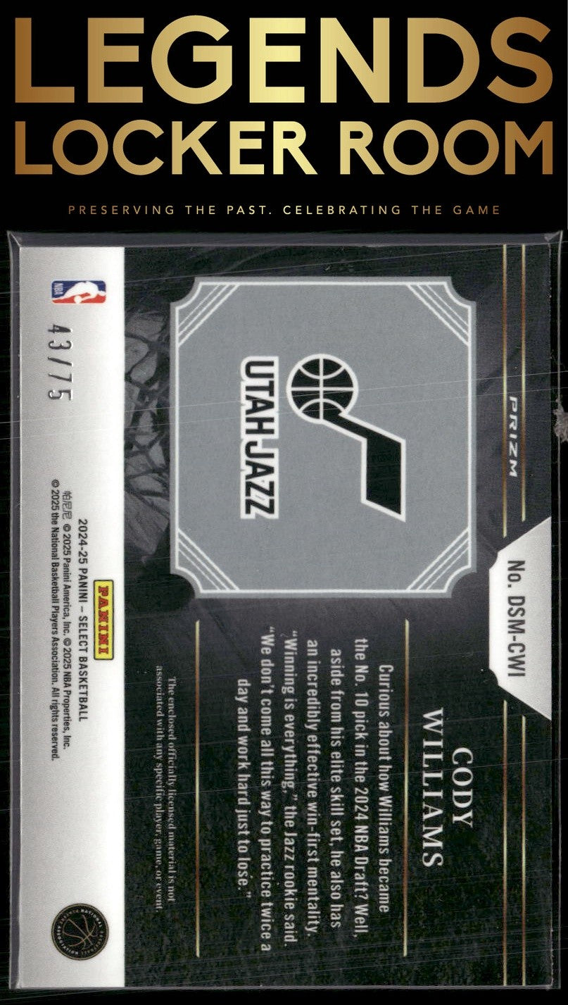 2024-25 Panini Select Cody Williams Draft Selections Memorabilia Blue /75