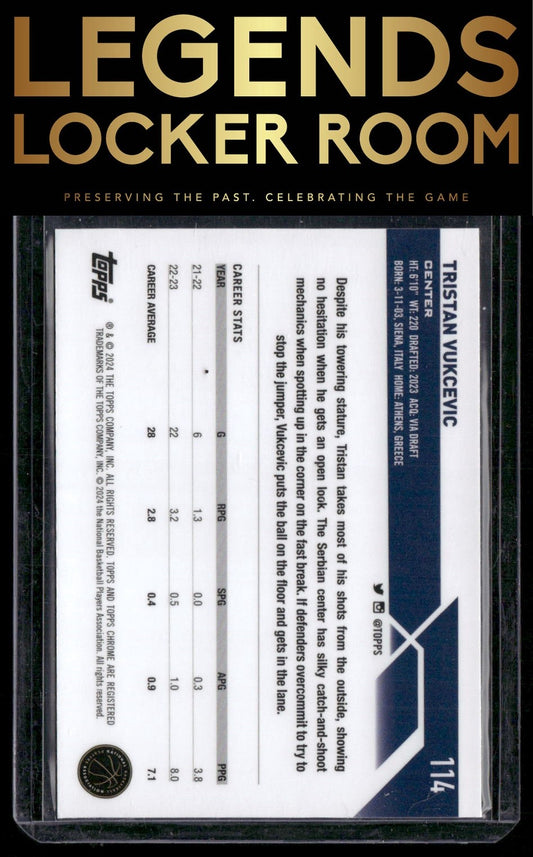 2023-24 Topps Chrome Sapphire #114 Tristan Vukcevic