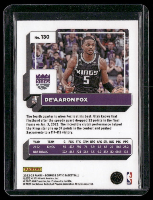 2022-23 Donruss Optic #130 De'Aaron Fox