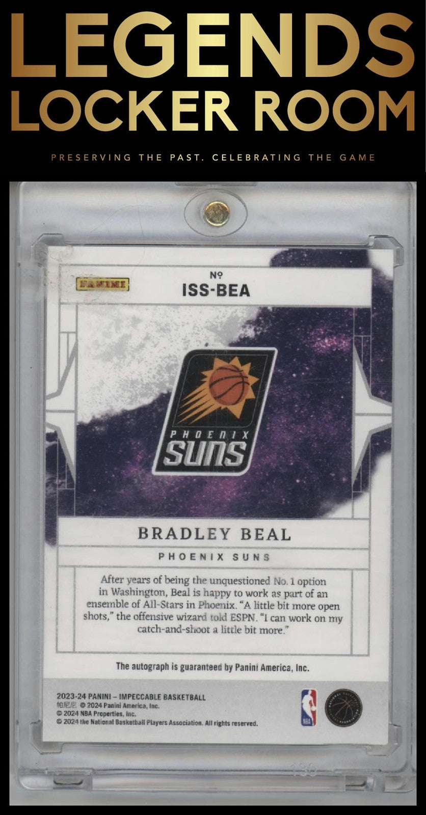 2023-24 Panini Impeccable #ISS-BEA Bradley Beal Impeccable Stars Signatures #/49