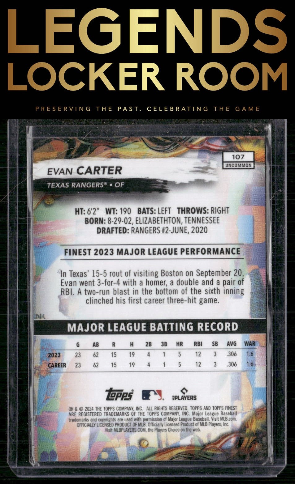 2024 Finest #107 Evan Carter
