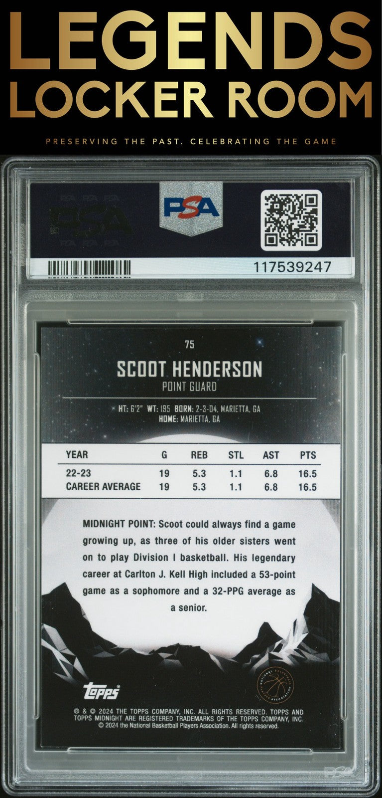 2023 Topps Midnight #75 Scoot Henderson Morning PSA 9