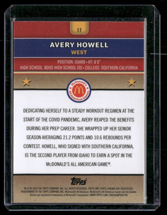 2024 Topps Chrome McDonald's All-American #17 Avery Howell