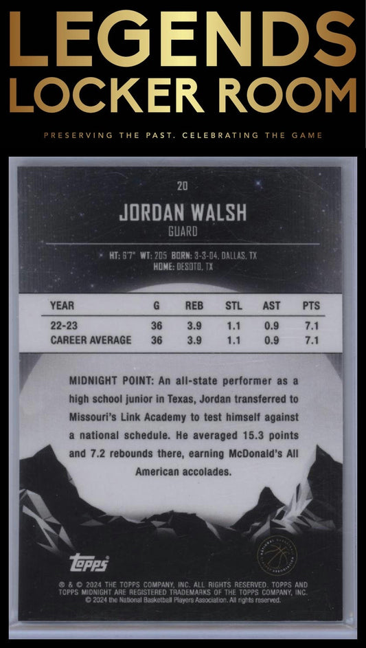 2023-24 Topps Midnight #20 Jordan Walsh Morning #/149