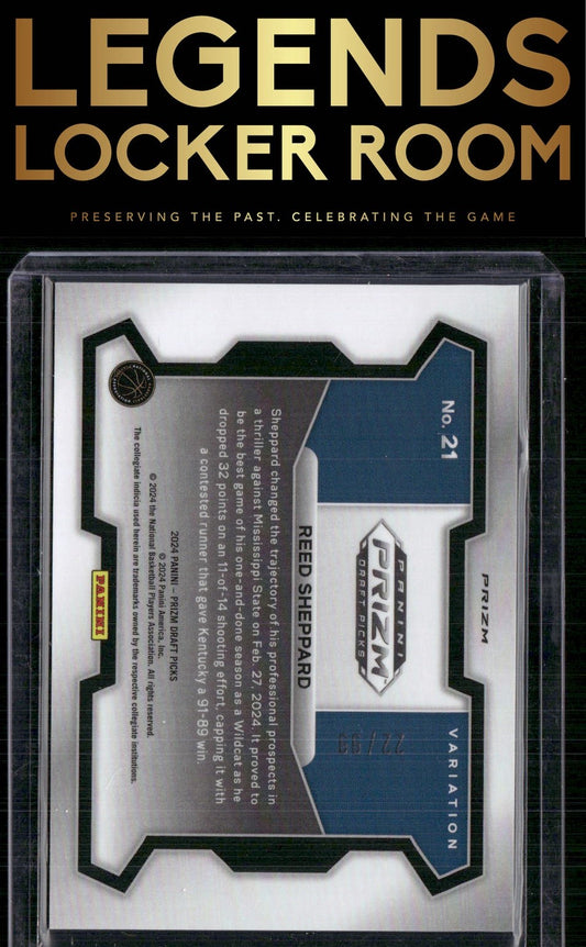 2024 Panini Prizm Draft Picks #21 Reed Sheppard Prizms Blue Ice Variation /99