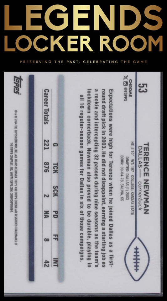 2024 Topps Chrome #53 Terence Newman Gold Geometric Refractor #/50