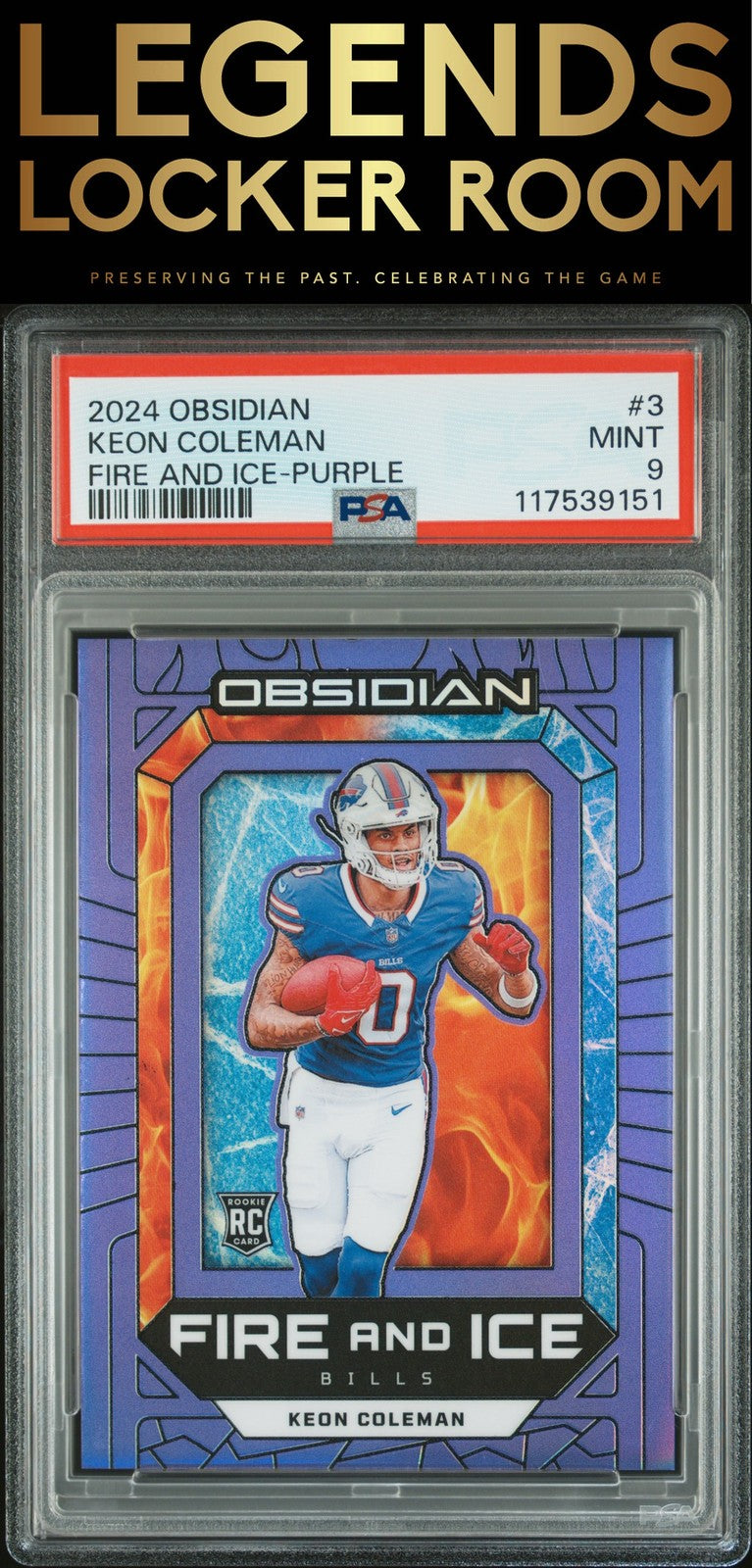 2024 Panini Obsidian Fire And Ice #3 Keon Coleman Fire And Ice-Purple PSA 9