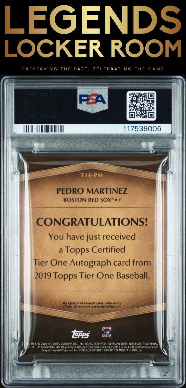 2019 Topps Tier One Autographs #PM Pedro Martinez Autographs PSA 7