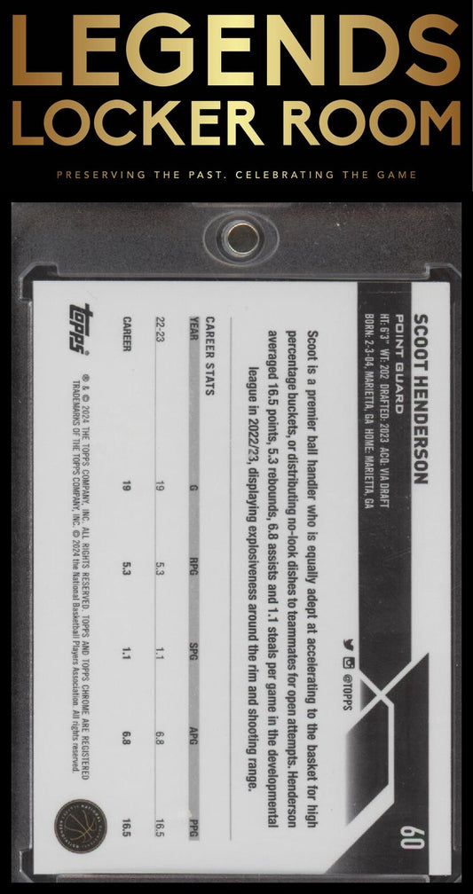 2023-24 Topps Chrome #60 Scoot Henderson Green Refractors #/99