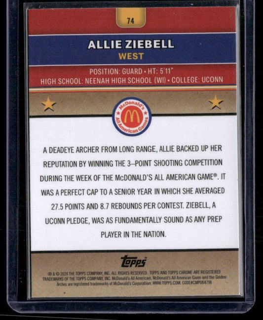 2024 Topps Chrome McDonald's All-American Allie Ziebell McDonald Logo Refractor