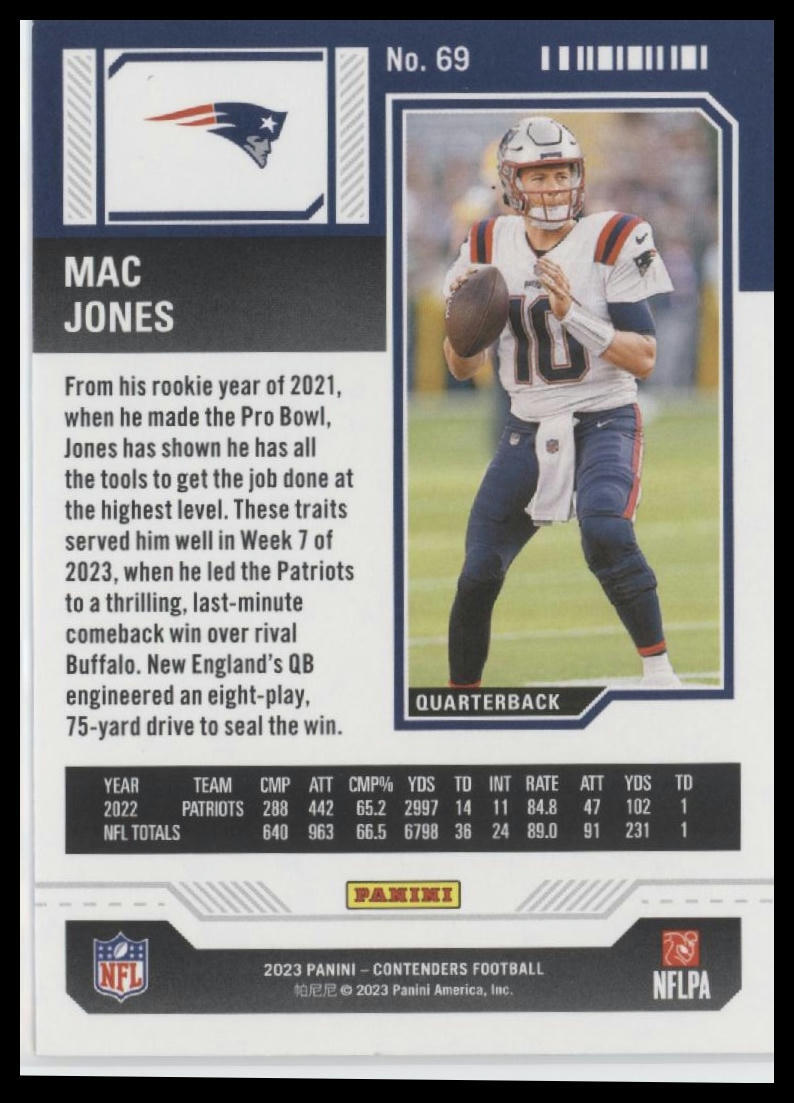 2023 Panini Contenders #69 Mac Jones