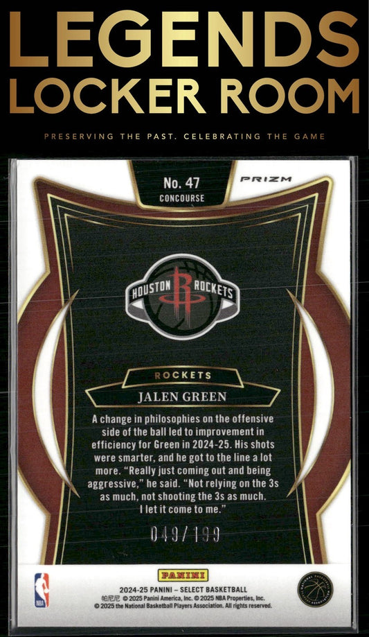 2024-25 Panini Select #47 Jalen Green Red Prizm #/199