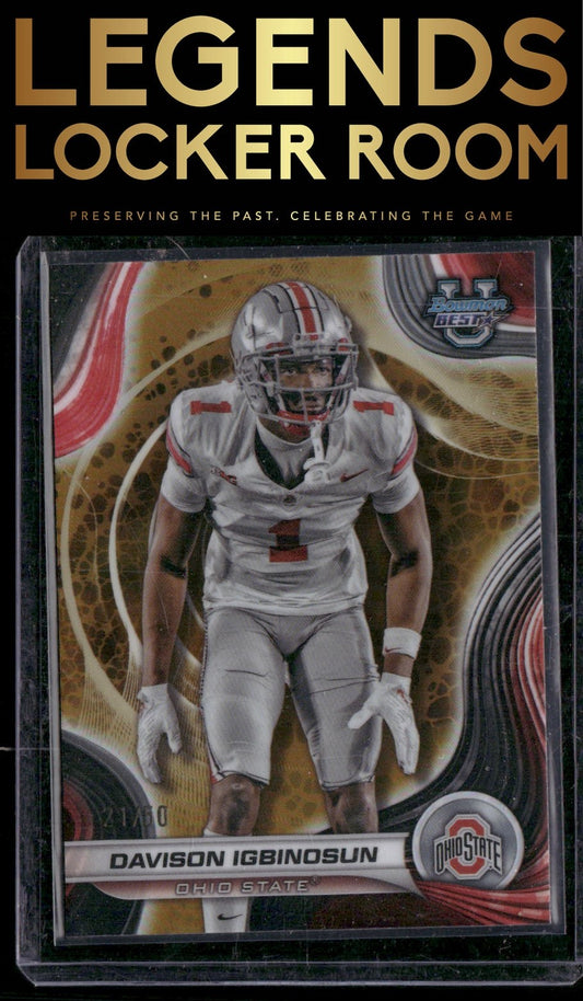 2024 Bowman University Best #51 Davison Igbinosun Gold Refractor #/50