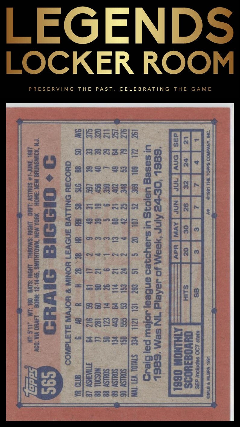 1991 Topps #565 Craig Biggio