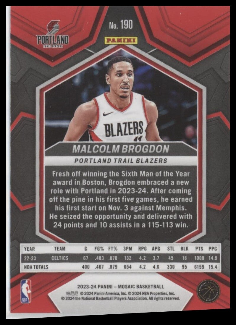 2023-24 Panini Mosaic #190 Malcolm Brogdon