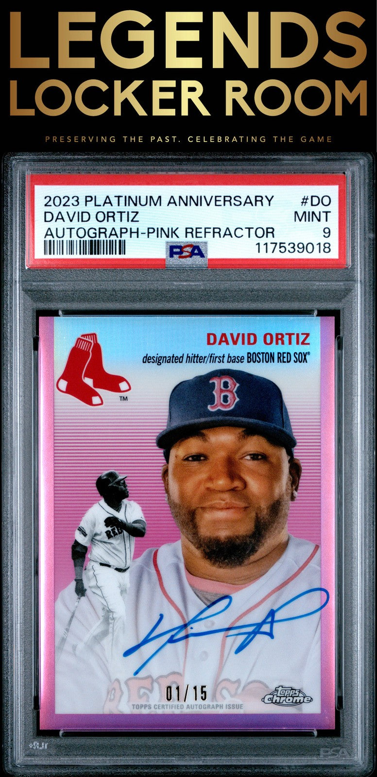 2023 Topps Chrome Platinum Anniv Auto David Ortiz Pink PSA 9