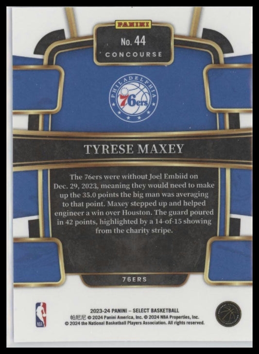 2023-24 Panini Select #44 Tyrese Maxey Blue (Retail Base)