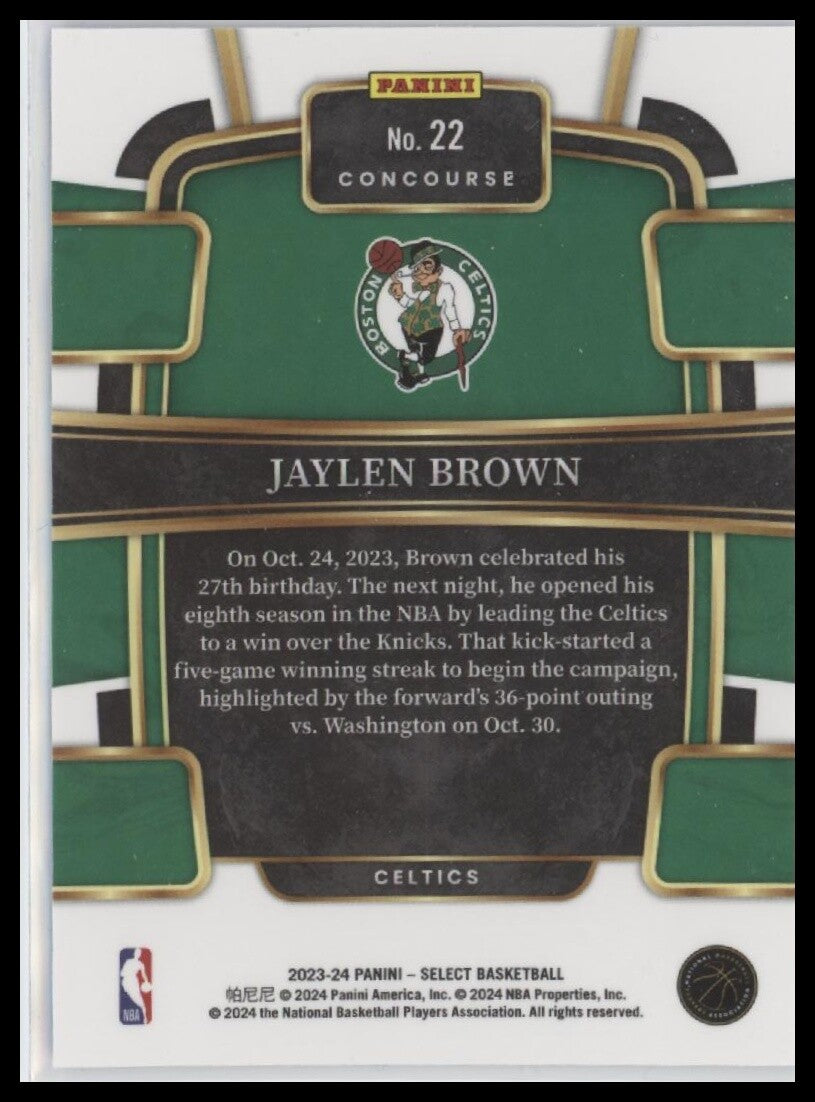 2023-24 Panini Select #22 Jaylen Brown Blue (Retail Base)