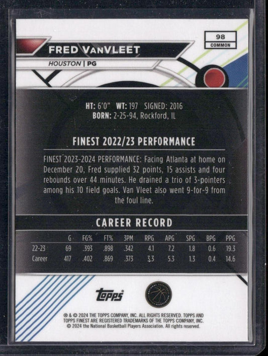2023-24 Finest #98 Fred VanVleet Blue Refractors #/150