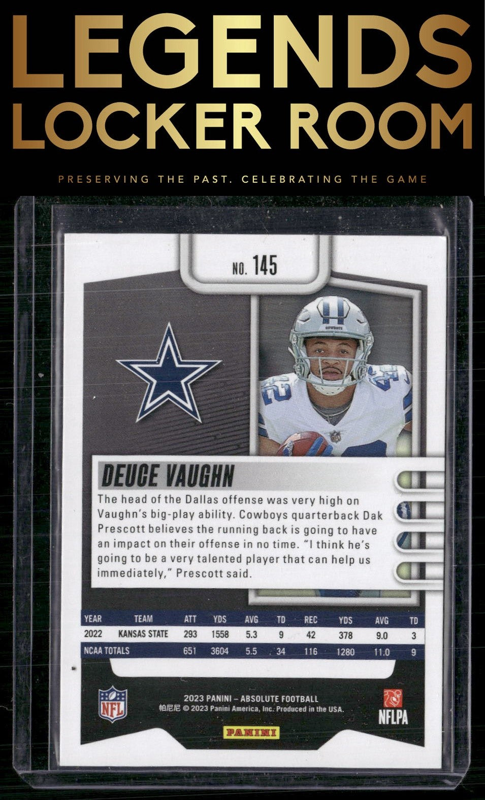 2023 Panini Absolute #145 Deuce Vaughn Orange