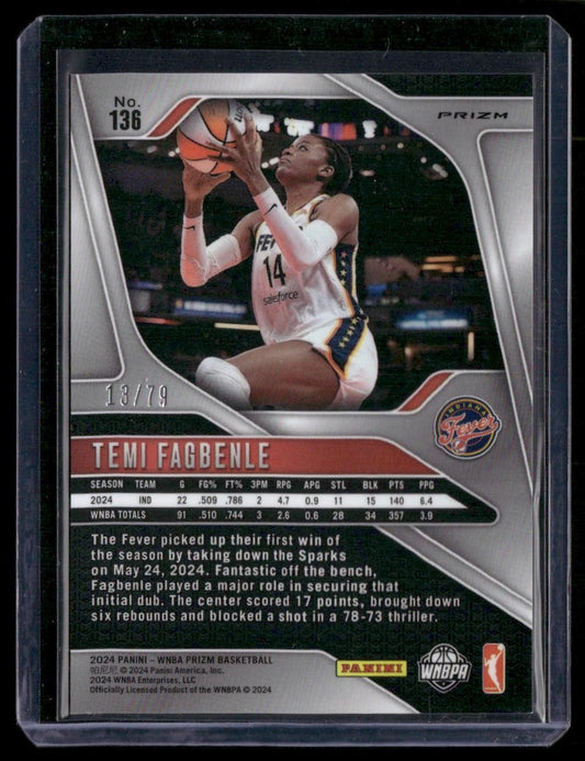 2024 Panini Prizm WNBA #136 Temi Fagbenle Pink Velocity Prizms #/79