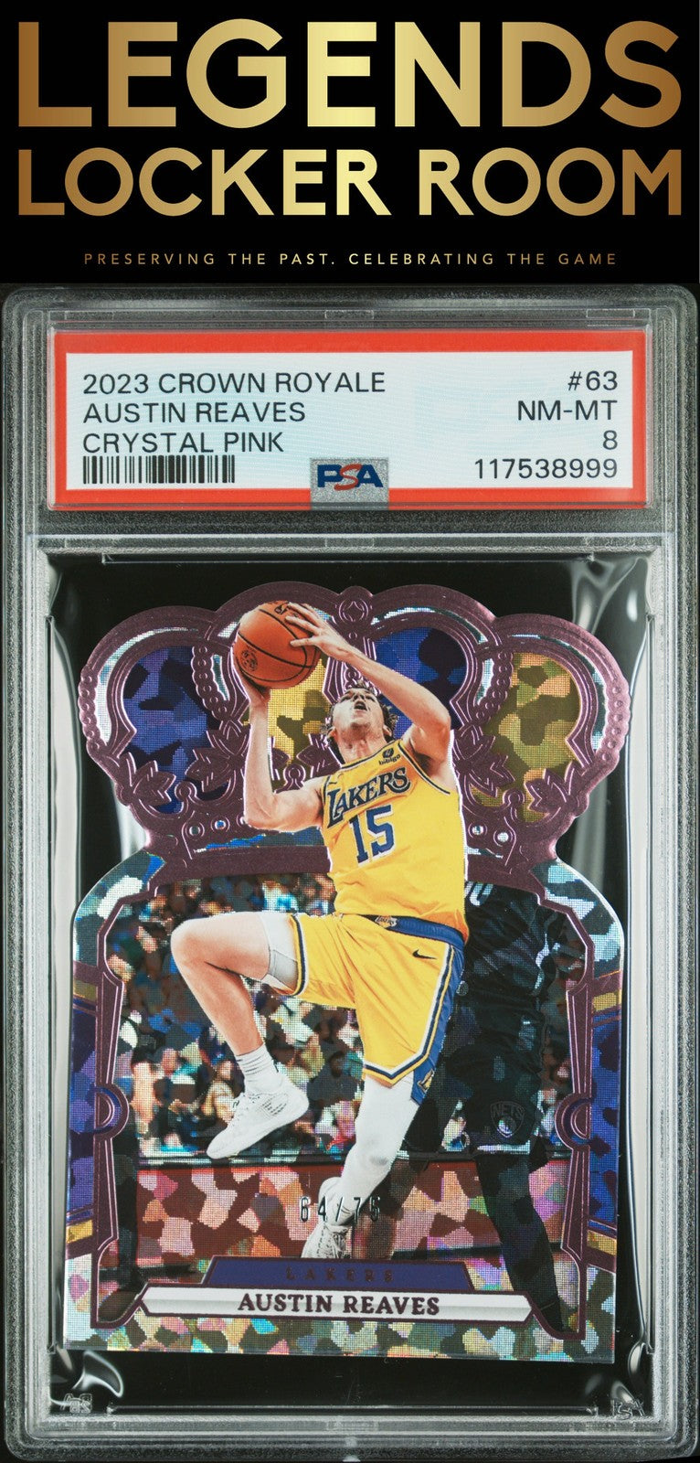 2023 Panini Crown Royale #63 Austin Reaves Crystal Pink PSA 8