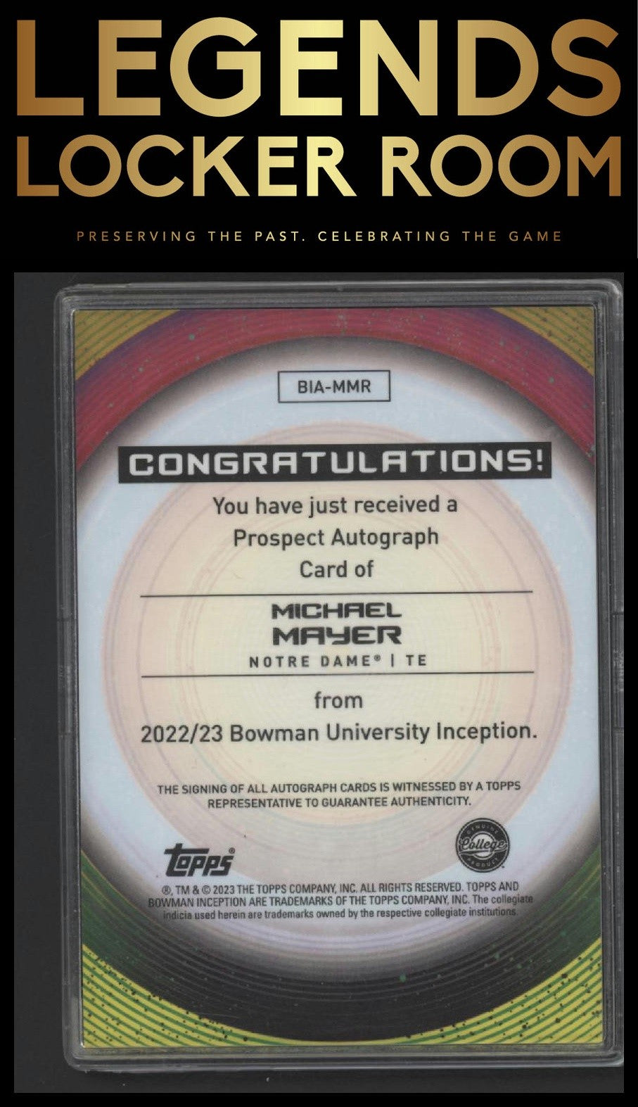 2022-23 Bowman University Inception Michael Mayer Base Auto Gold /50